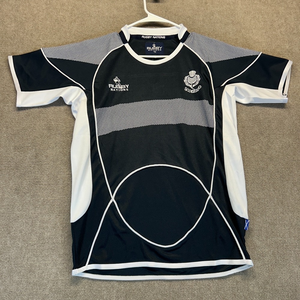 Scotland Rugby Jersey Mens Small Navy Crew Neck Training Shirt Rugby Nations NEW